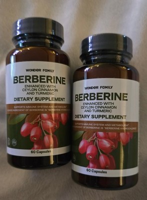 Exp 08/26 2 Pack Wonder Family Berberine Ceylon Cinnamon Turmeric 60 Ct Ea