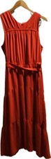 Simply Vera Vera Wang Red Belted A-Line Midi Dress Sleeveless V-Neck L