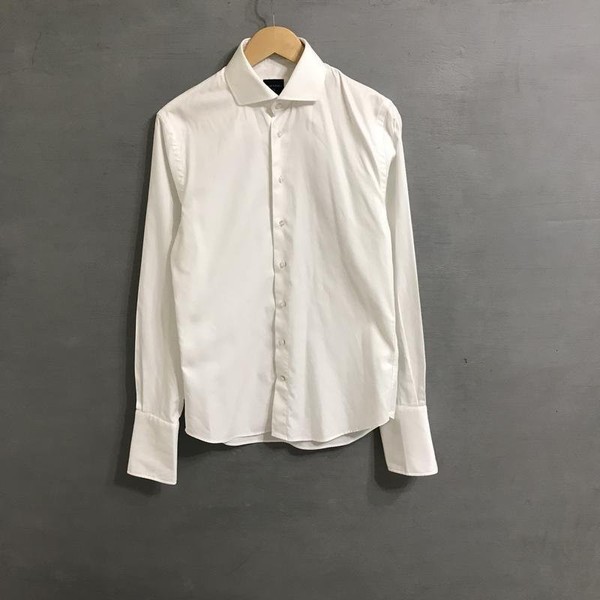 Men Profuomo Shirt White Cotton M
