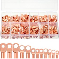 170 Pcs Copper Wire Lugs Battery Cable Ends 12 Sizes Battery Terminal Connect...