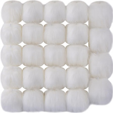 24 Pieces Faux Fur Pom Pom for Hats with Elastic Loop  Fluffy Pom Pom