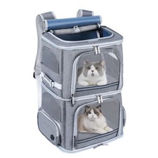 Groxkox Double Cat Carrier for 2 Cats,Dog 15.0"L x 11.5"W x 22.0"H, Grey