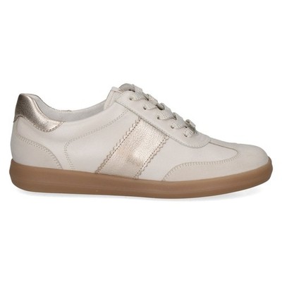 Caprice 23705 creme gold Leder Damen Schnürschuh Smart Freizeit Sneaker Standard Passform