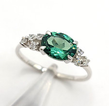 Cushion Emerald Ring Sterling Silver 925 Oval-Shaped Lab-Created sz 11 - 3.1gr