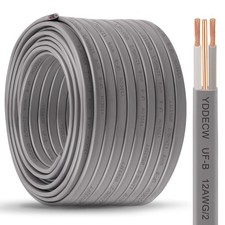 12/2 UF-B Wire - 100FT 100 Pure Copper 12AWG 2 Connector Direct Burial Elect...