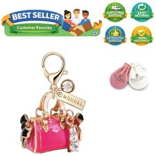 MC40 Pink 3D Pink Handbag Lobster Clasp Charms Pendants with Pouch Bag 1 piece