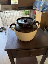 Two Tone Bean Pot USA Stoneware Crock Rustic ...