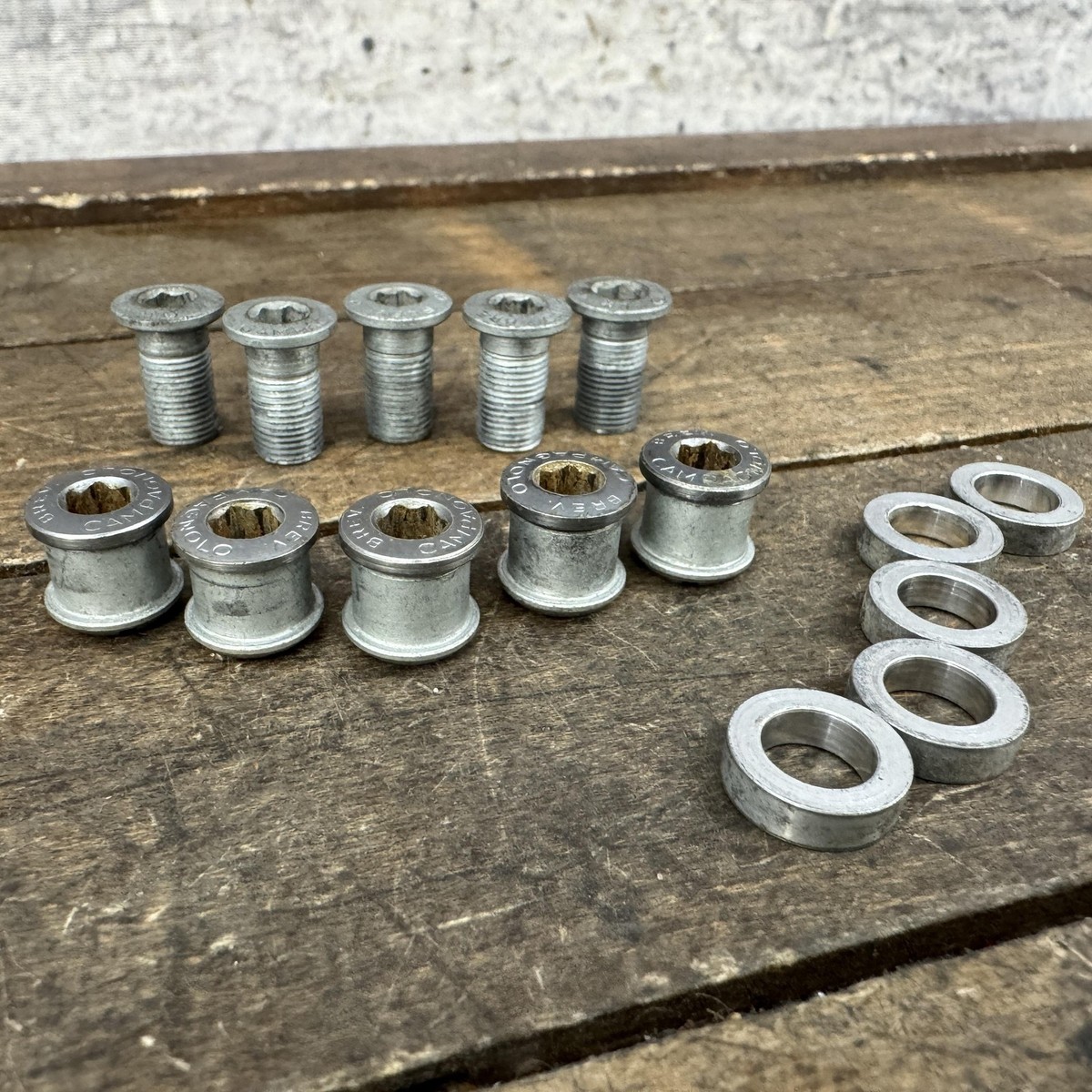 Lot Boulons De Plateau Campagnolo Record Alliage Argent - Vintage Italie (5 Pièces)