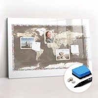 Magnettafel Rahmenlos Mit Magneten Marker Schwamm BüRo Braune Weltkarte 90X60 Cm