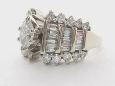Cluster Wedding 2 Ct Marquise Cut Lab Created Diamond 14K White Gold Plated Ring