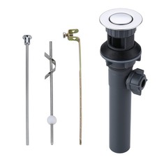 Bathroom Sink Drain with Lift Rod, Sink Drain with Overflow, Chrome Drain Sto...