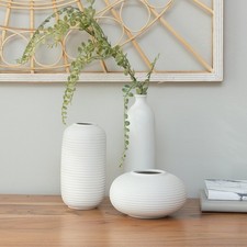 Crutello Ceramic Vase Set - Set of 3 Small White Vases - Ceramic Vase Living ...