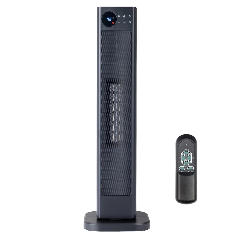 70° Oscillation 1500W Tower Space Heater with Adjustable Thermostat, Remote