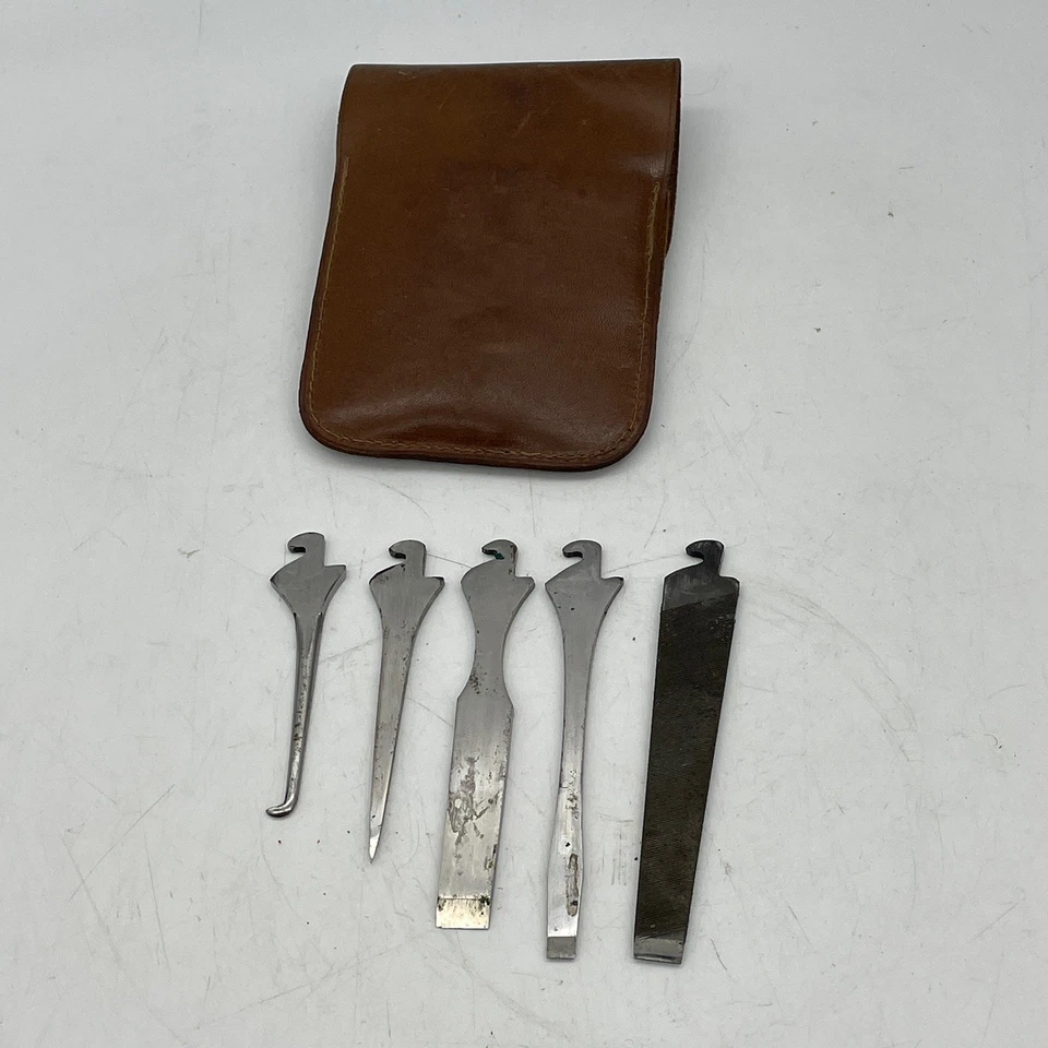Ulery New York USA Vtg. Pocket Knife Attachments Tool Kit Original Leather Pouch - Image 2 of 3