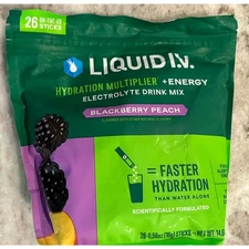 Liquid I.V. Hydration Multiplier+ Energy Blackberry Peach Electrolyte Drink 26ct