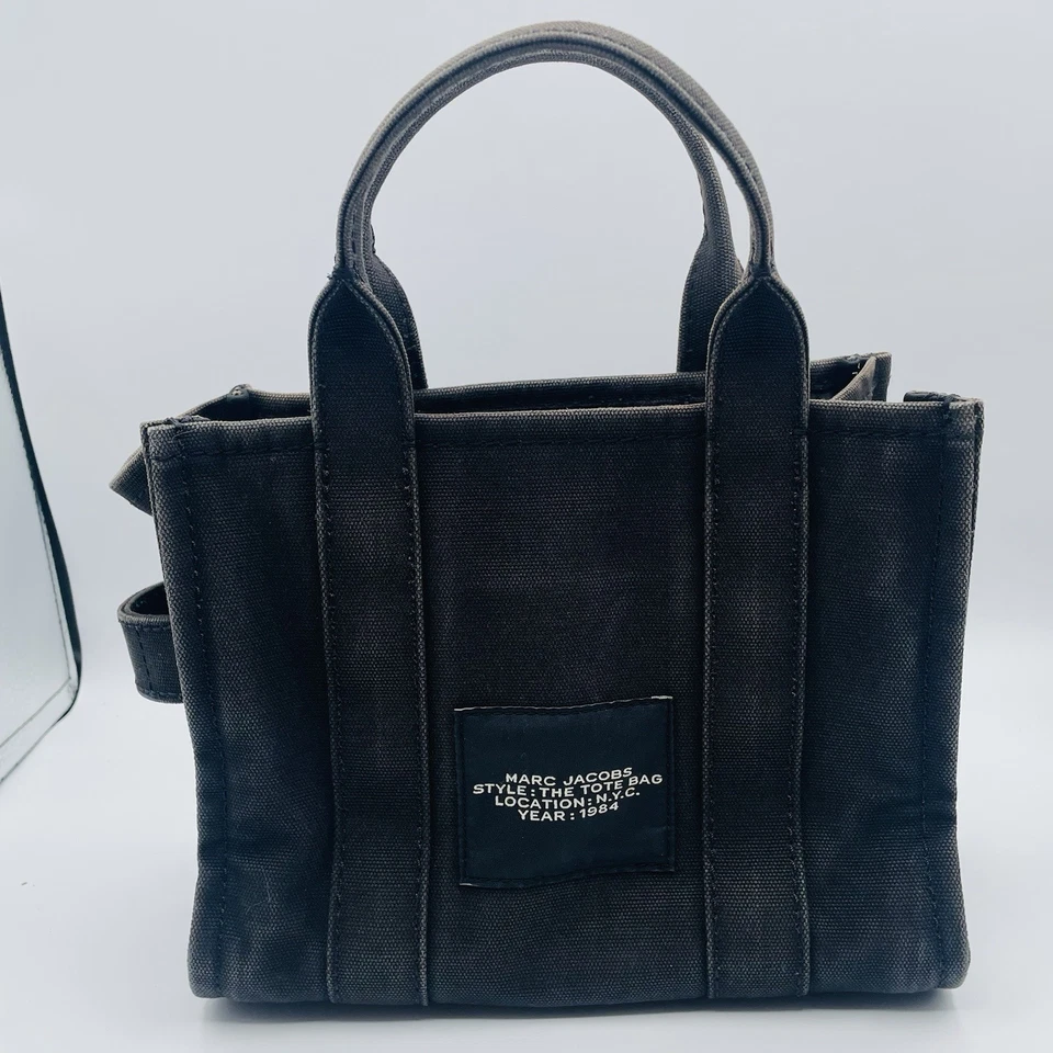 GUC-MARC JACOBS The Canvas Bolso de Mano Pequeño Negro *SIN CORREA* Diseñador Elegante 10” Cremallera Foto 3 de 4