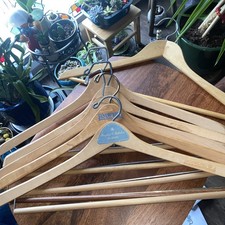 Lot Of 5 Vintage Wooden Pant/suit Hangers, 1 Coat Hanger