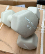 Neoprene Hex Dumbbells 6kg x 2 Natural Stone Weights USED EX-COMPETITION
