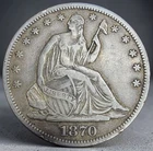1870-S Seated Liberty Half Dollar VF Attractive Circulated Silver Coin Late Die