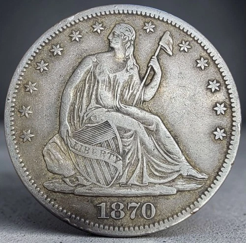 1870-S Seated Liberty Half Dollar VF Attractive Circulated Silver Coin Late Die