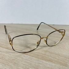 Vintage Gucci GG2278 Eyeglasses Gold Black Metal Oval Horse Bit Italy 58-17-135