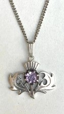 Ortak Malcolm Gray Sterling Silver & Amethyst Thistle Pendant Necklace
