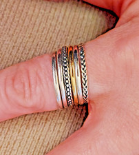 VINTAGE STERLING SILVER 925 PZ PAZ JERUSALEM 6pcs STACKABLE RINGS BANDS 11.5 WOW