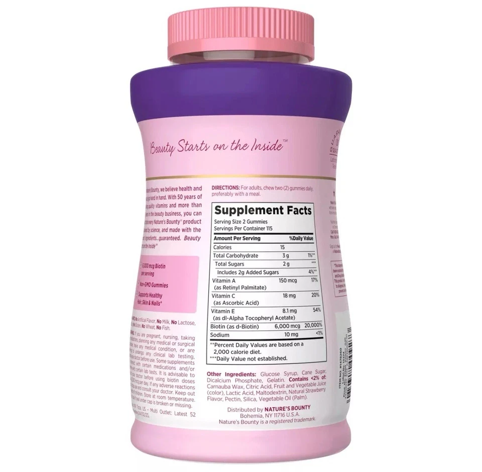 Nature's Bounty Hair Skin and Nails with Biotin Antioxidants 230 Gummies  - Image 3 of 4