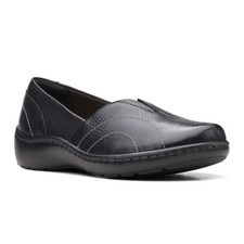 NWT Clarks Women's Cora Meadow Loafer, Black Leather, 6.5