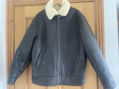 Mens Lakeland darkest brown Aviator jacket Sheepskin