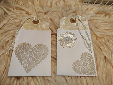 Junk Journal pockets Set of 2 Handmade Sage Floral Heart Book Page Flower Pearl