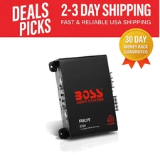 Boss Audio Riot 4 Channel Car Amplifier: 400 Watts Class A/B, Compact Design
