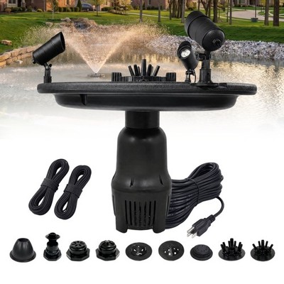 Floating Fountain, 1 HP, 100' Cord, 15,000 GPH, 13 Patterns, Color LED Lights