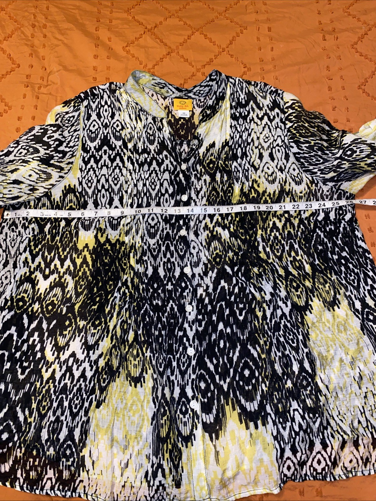 Ruby Rd Black White Yellow  Button Up Blouse Top … - image 9