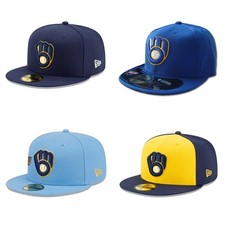 Milwaukee Brewers New Era 59FIFTY Fitted Hat MLB Classic Glove Logo Collection