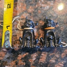  2 Vintage German Plastic Black Cats Figures 1.25"