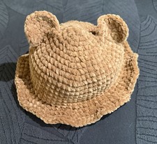 Brown crochet Bucket Hat with Bear Ears for Unisex Baby  Toddler, Animal Theme