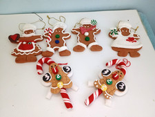 Lot of 6 Gingerbread Man Cookie Christmas Ornaments Resin about 4"tall