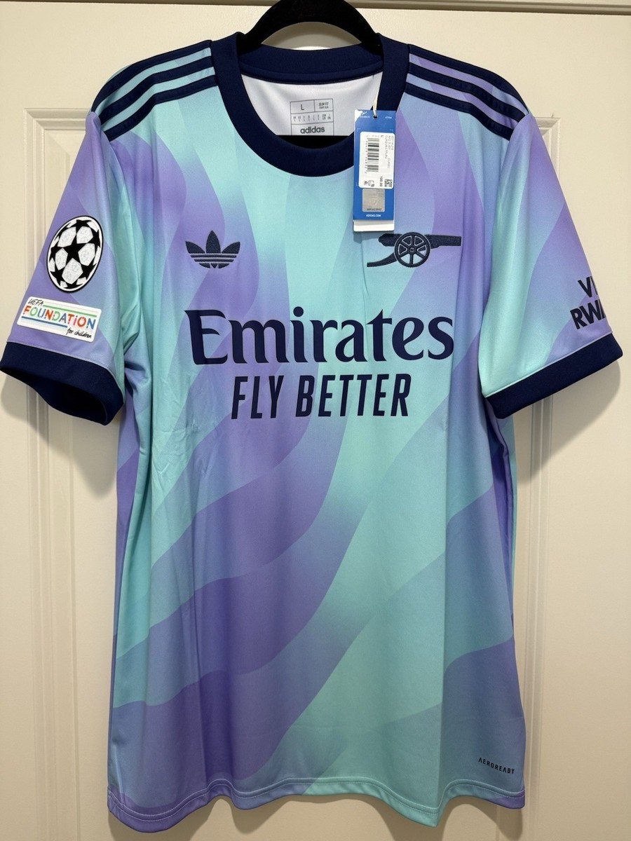 adidas ØDEGAARD 8 ジャージ Odegaard #8 Mens LARGE Adidas Arsenal Gunners Third Champions