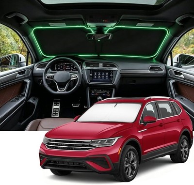 Custom Fit Windshield Sun Shade for VW Tiguan 2018-2023, 4 Layers, Blocks UV Ray