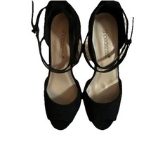 Shoedazzle Size 7 Black And Brown High Heels Suede And Ankle Straps