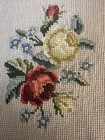 Tramp Art Frame Wood Leaf Corners Needlepoint Picture — photo 3