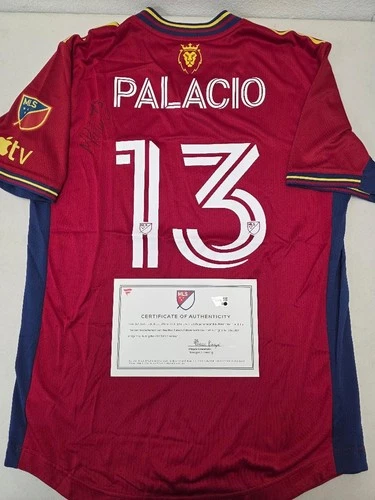Real Salt Lake NELSON PALACIO Signed Match Game Used 2023 Season Soccer Jersey