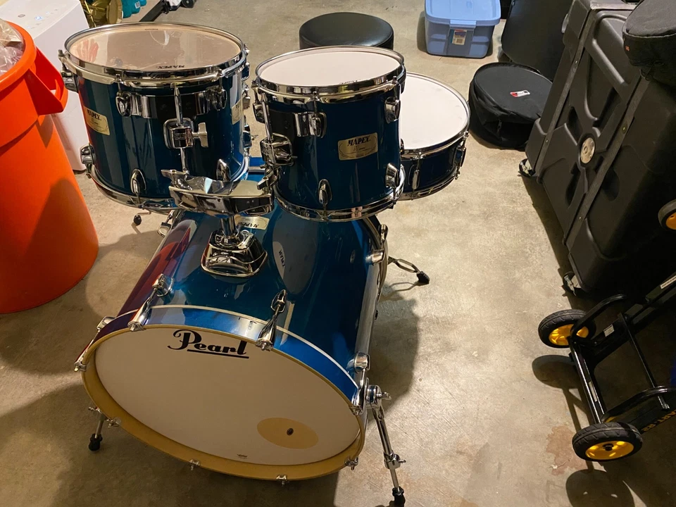 Juego de batería de 5 piezas Mapex serie M azul verdoso - 22, 14, 12, 10 con_trono, etc. Foto 2 de 4