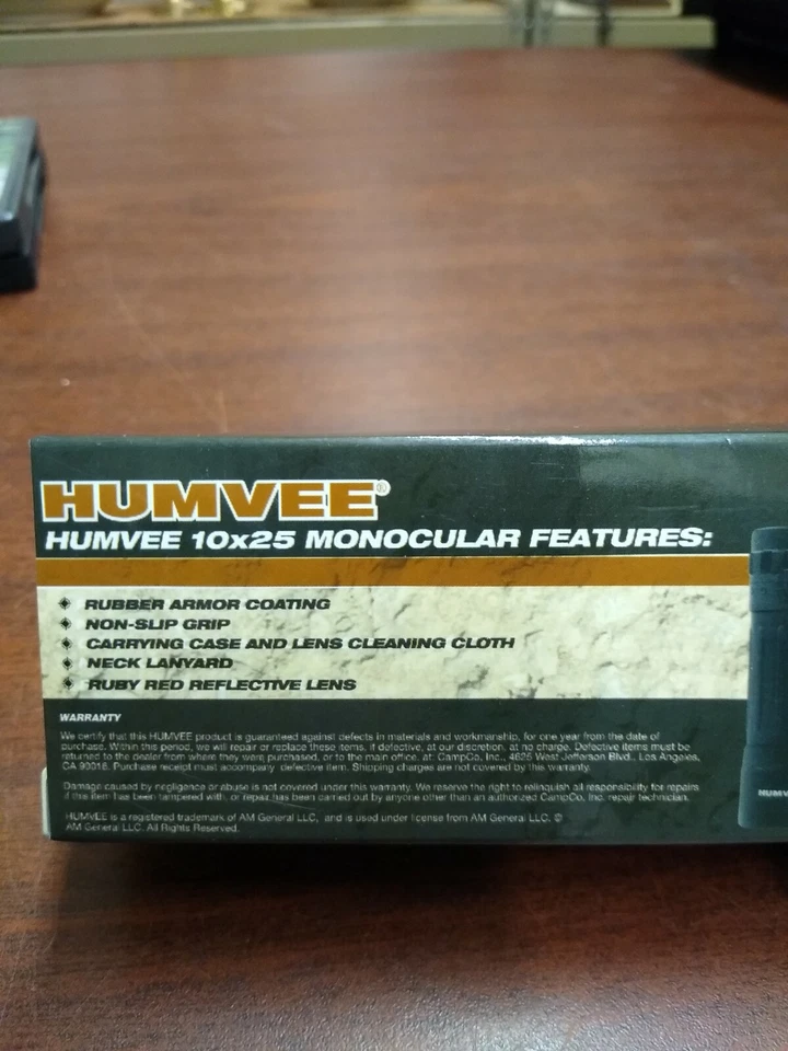 Humvee Monocular 10x25 Black HMV-B-MONO-BLK 4 3/8" overall. Anti-reflective ruby - Image 3 of 4