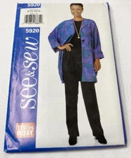 Butterick See & Sew 5920 Jacket & Pants Sz 14-18 Easy 