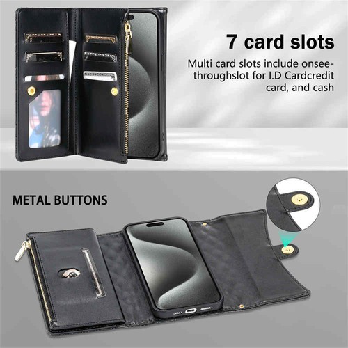For iPhone 15 Pro Max 14 13 12 11 XR SE 7 8 Wallet Card Slot Leather Case Cover - Picture 3 of 44