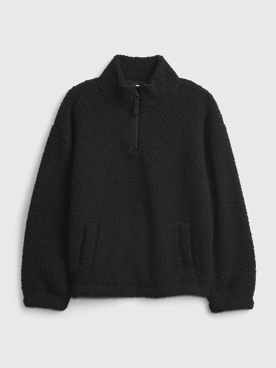 NWT Gap Kids Girls Sherpa Pullover Sweater Fleece Jacket quarter zip Small 6 7