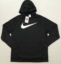 Nike Mens Therma Fit Swoosh Pullover Hoodie Zipper Pocket Black CU6238-010 Sz M