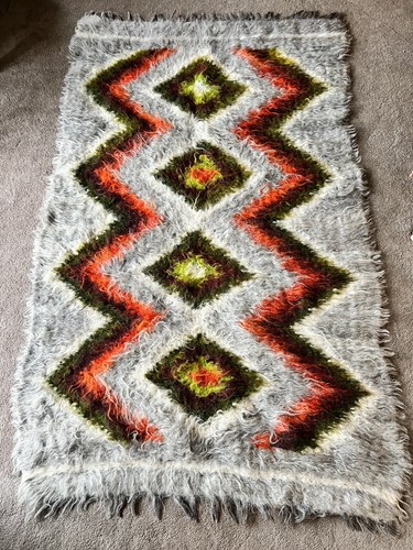 Boho Shag Pile Tulu Turkish Mohair Colorful Rug 6ft 10” by 4ft 3” Aprox. Hippie - Picture 2 of 8